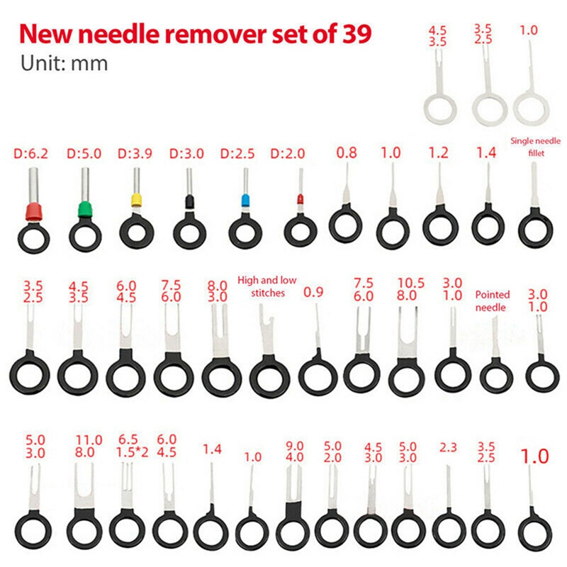39 cái dây xe khai thác thiết bị đầu cuối dụng cụ loại bỏ tự động hệ thống dây điện đầu kết nối uốn vắt puller phát hành Bộ ghim cho hầu hết các thiết bị đầu cuối kết nối