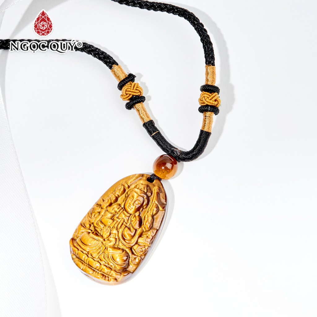 Mặt dây chuyền phật bản mệnh đá thạch anh mắt hổ tiger's eyes quartz mệnh thổ, kim - ngọc quý