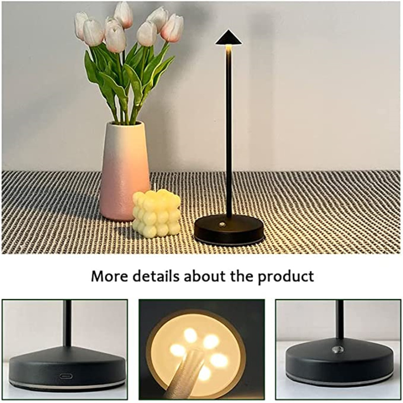 Led Table Lamp Rechargeable Cordless Touch Sensor Romantic Desk Lamp Night Light For Bedroom Restaurant