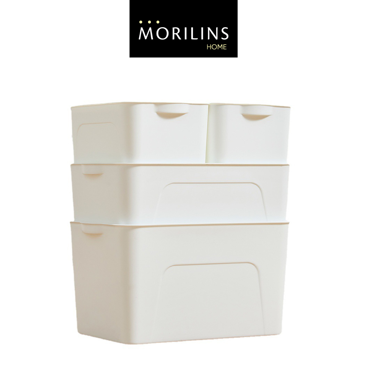 MORILINS White Japanese-Style Clean & Modern Design Stackable White Lidded  Plastic Storage Box