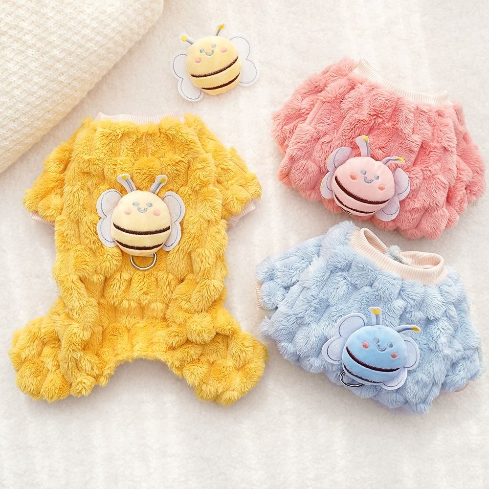 Overalls Cute Dog Winter Jumpsuit Bee Pattern Warm Puppy Harness Coat ...