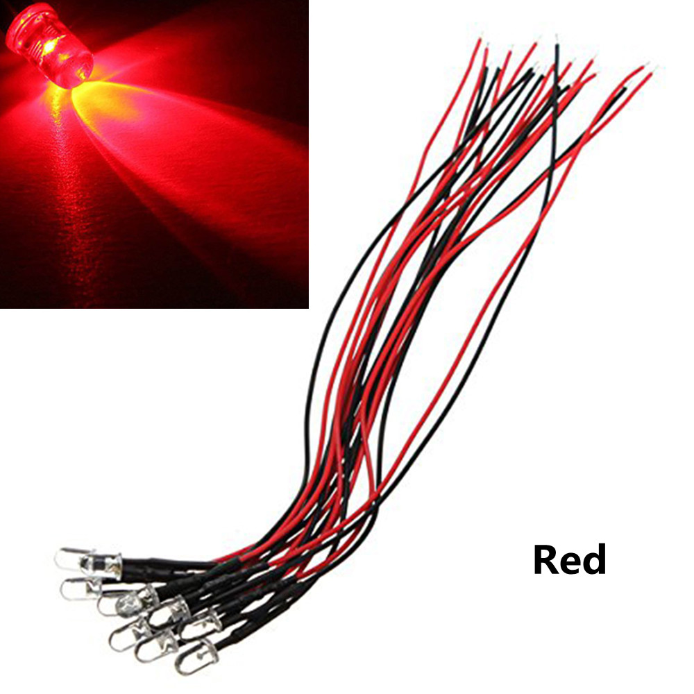 【Shop the Latest Trends】10pcs colorful DC5V-12V 5mm LED Bulb Pre wired ...