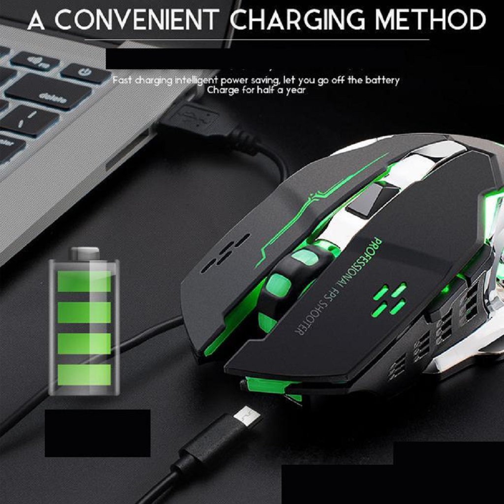 free wolf x8 chuột không dây gaming  cao cấp pin sạc lại có đèn led 7 màu