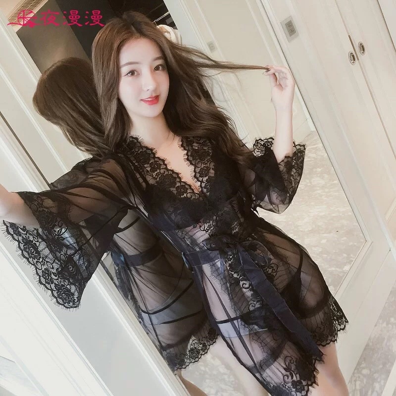 Áo choàng ren xuyên thấu 1061 rễ thương áo choàng ngủ sexy đồ ngủ sexy