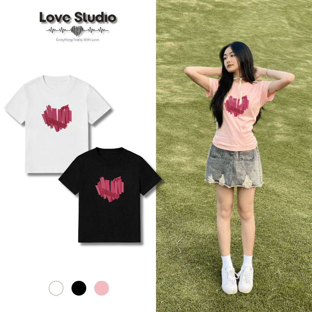 Áo Baby Tee tim hồng chất vải cotton local brand 230gsm nữ unisex y2k B082