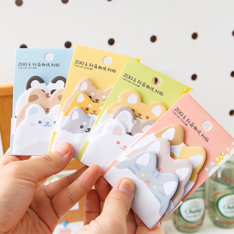 45 tờ dễ thương phim hoạt hình thú cưng phong cách ghi chú dán trường học văn phòng tearable ba mẫu giấy ghi nhớ Bộ
