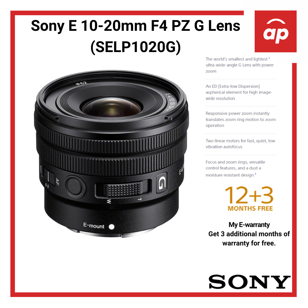 Sony E 10-20mm F4 PZ G Lens (SELP1020G) - [Local 12 + 3months