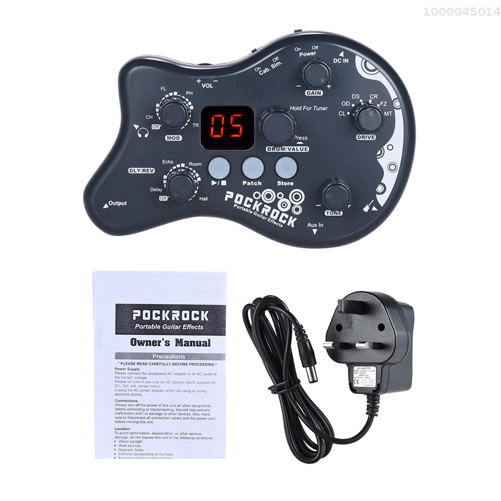 Ammoon Pockrock Đàn guitar cầm tay đa Bộ xử lý hiệu ứng bàn đạp hiệu ứng 15 loại hiệu ứng 40 nhịp Trống chức năng lên dây có bộ chuyển đổi điện