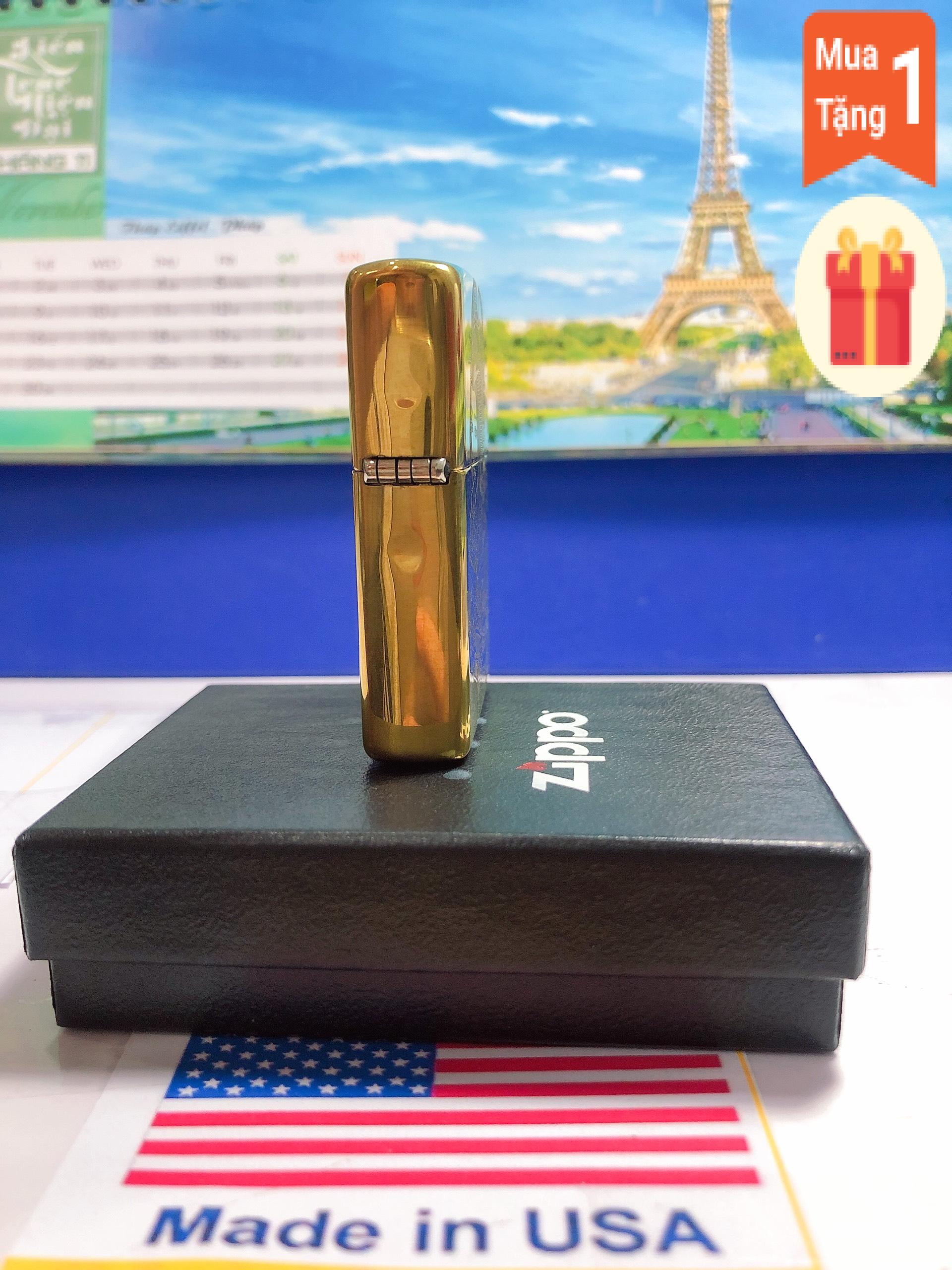 Bật lửa Zippo Mỹ High Polished Brass chủ đề Cô Gái Nhật