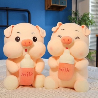 Gấu bông heo ôm bình sữa lợn bú bình mẫu thú nhồi bông siêu cute hàng cao cấp mềm mịn - Gấu Xinh - G10