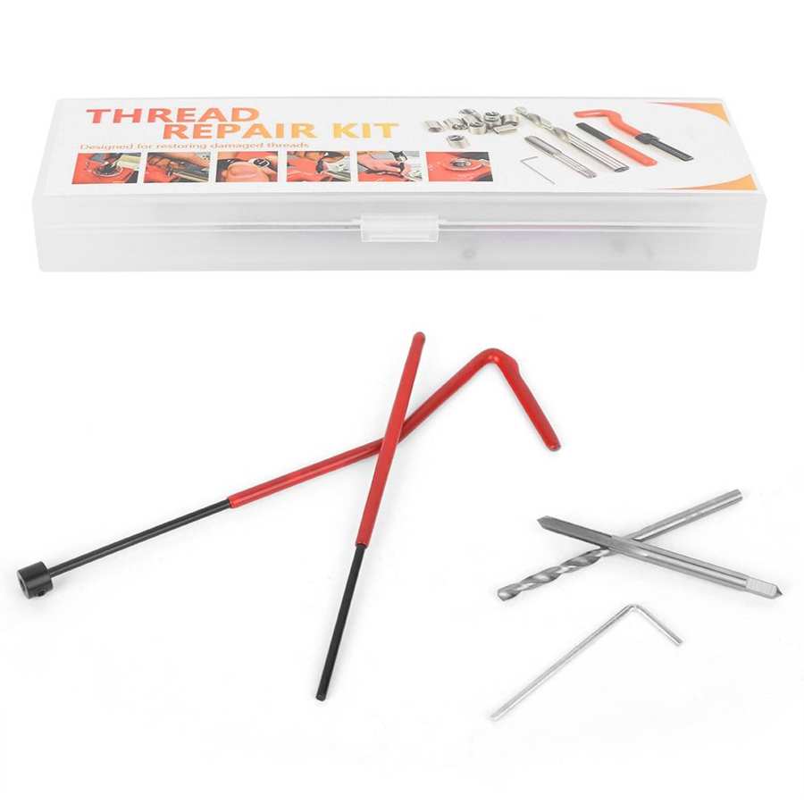 【StyleVoyager】25Pcs Thread Repair Insert Kit with Transparent Plastic Box for Processing Machinery M3 M4 M5 M6 M7 M8 M10 M12 M14. 