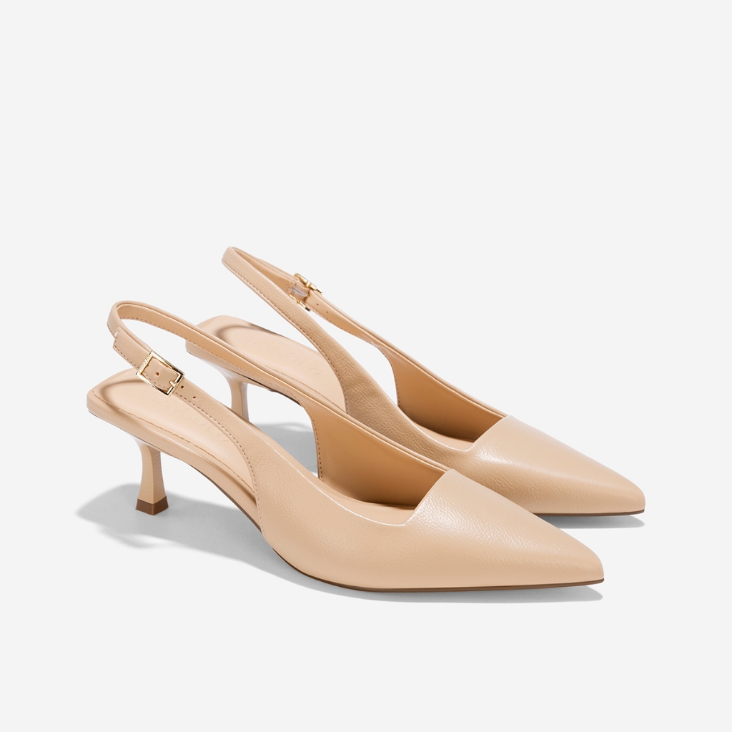 Vascara Giày spool heel slingback mũi nhọn - BMN 0652