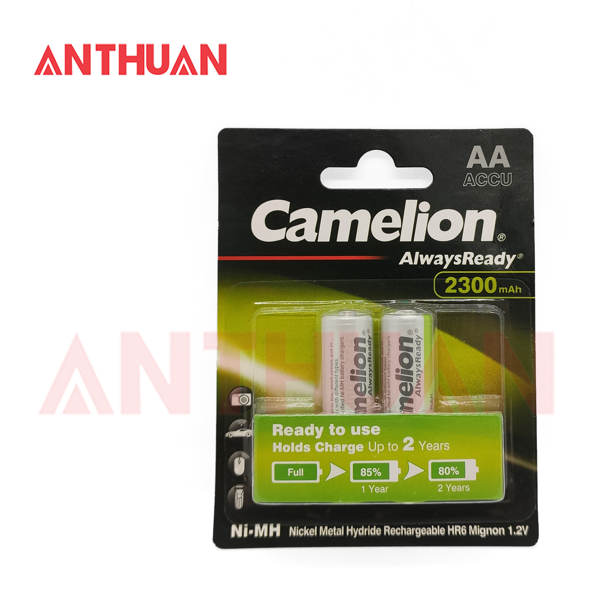 Pin sạc AA 2300mAh, 2500mAh Camelion Chính Hãng 1.2V/Pin tiểu sạc an toàn thông dụng cho mọi thiết bị điện tử-Vỉ 2 viên.