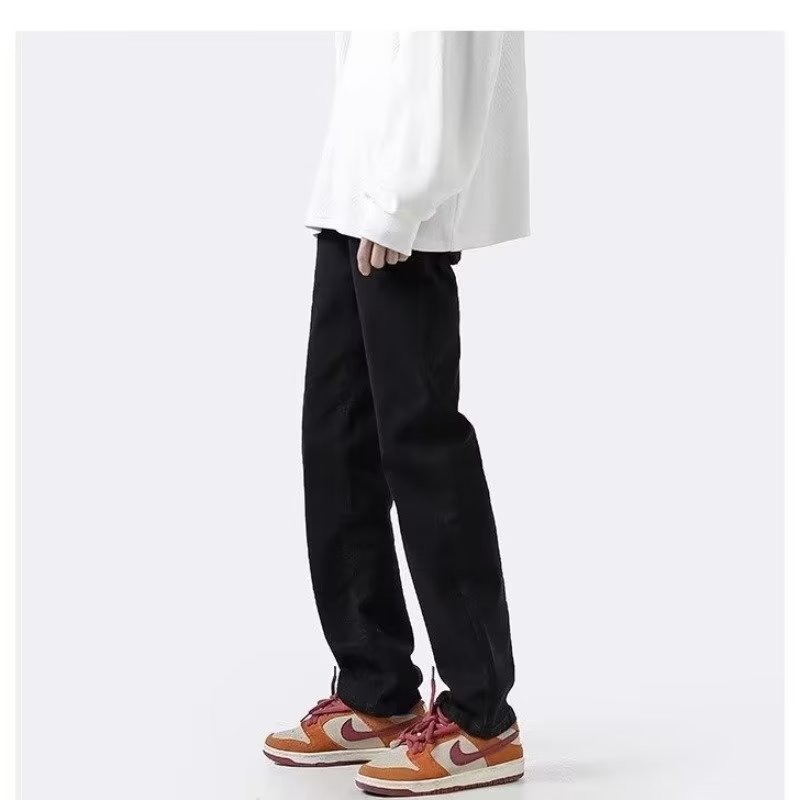 LIVE GREAT Men's solid color denim casual trousers American Basic Straight Drape Jeans