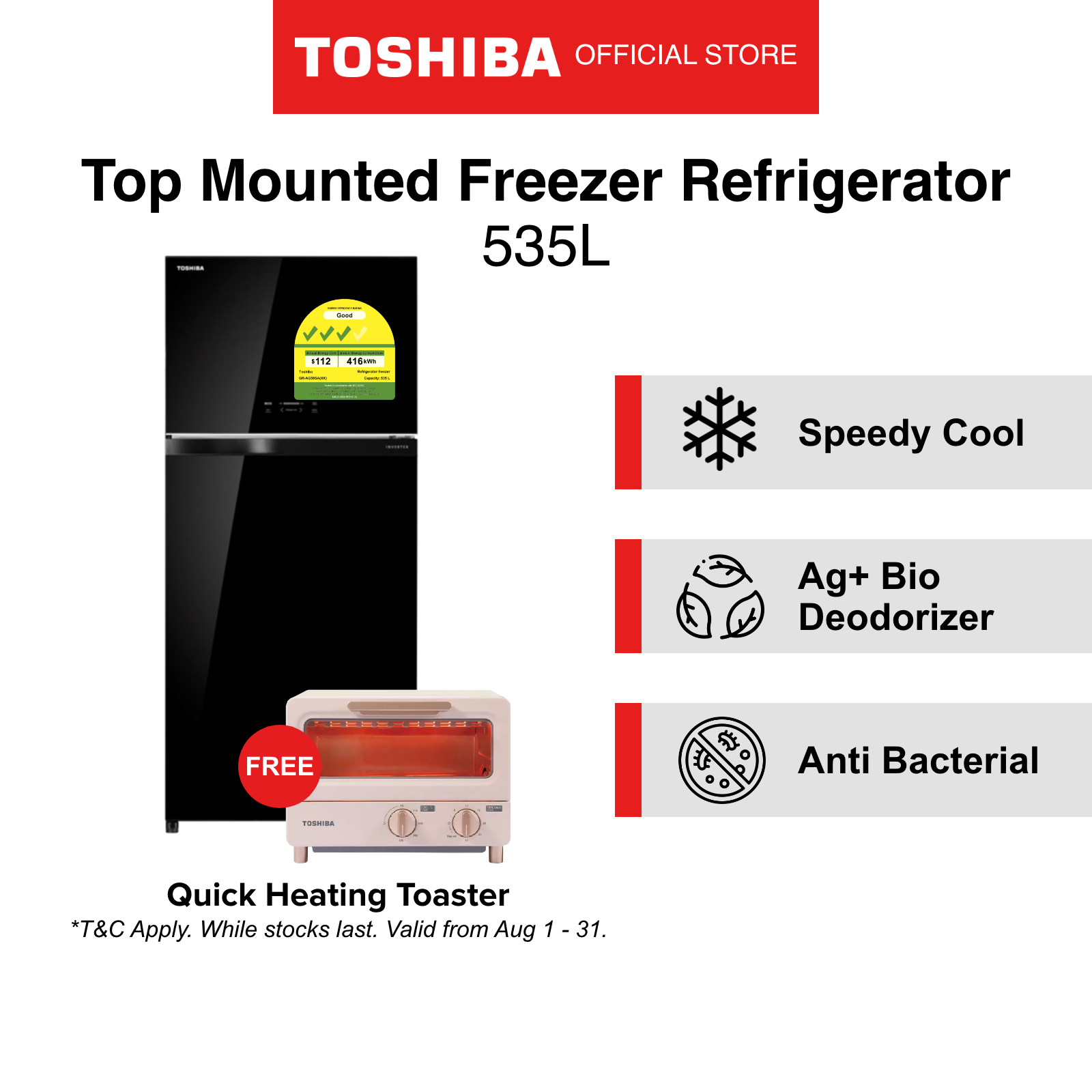 toshiba 610l fridge