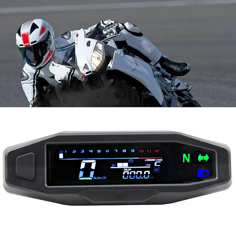 Motorcycle Speedometer Meter Universal LCD Digital Odometer Counter ...