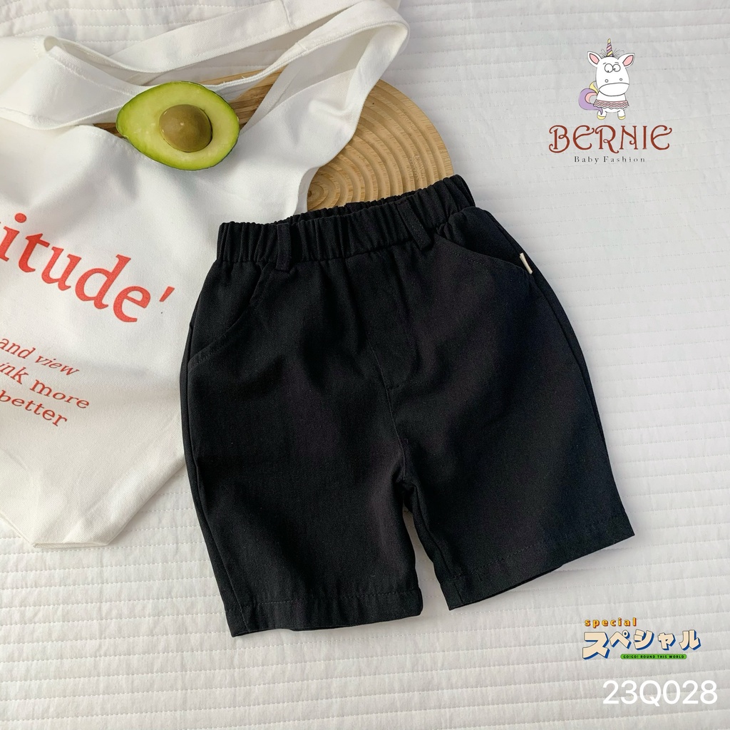 Quần kaki lửng basic cho bé trai, quần đùi thô mềm Bernie dáng dài