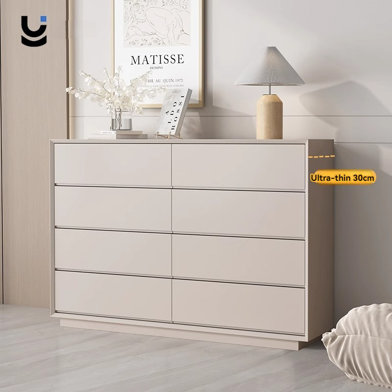 【Preorder】Italian minimalist ultrathin chest of drawers 30cm cream