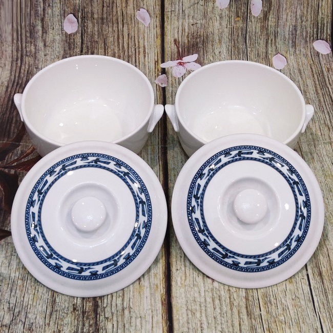 Thố sứ minh long có nắp 15c, 18cm - thố sứ minh long có nắp
