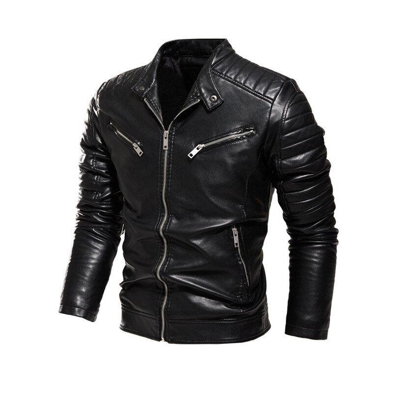 Men Yellow PU Leather Jacket Patchwork Biker Jackets Casual Zipper Coat Male Motorcycle Jacket Slim Fit Fur Lined Outwear Coat Leather Jackets