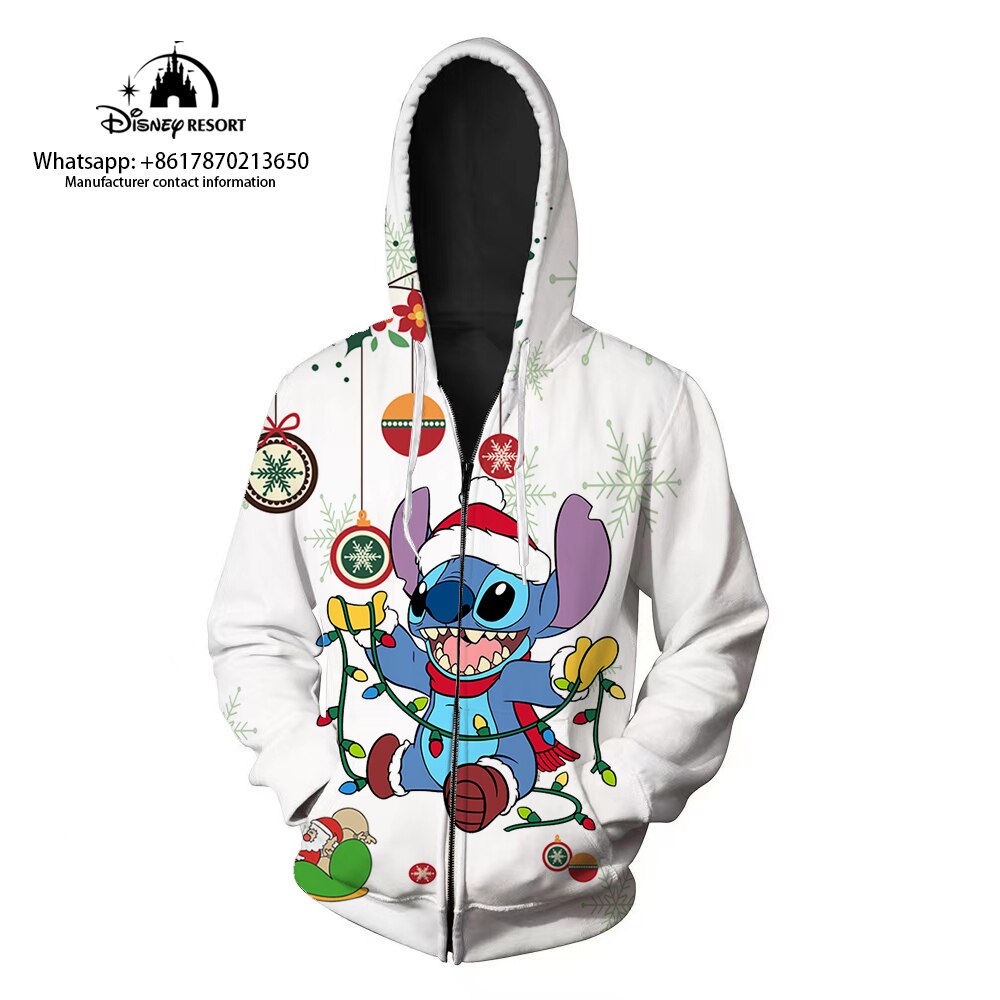 Mengen Women's Men's Gifts Aesthetic Clothes Stitch 3D Graphic Design Hoodie Jacket Kids Sweatshirt Casual Hoodie,Christmas Stitch Plus Size Sweaters(