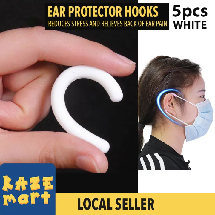 5 Pairs Non-Slip Reusable Silicone Ear Earloop Ear Protector Ear Hook for Kids /& Adults Black