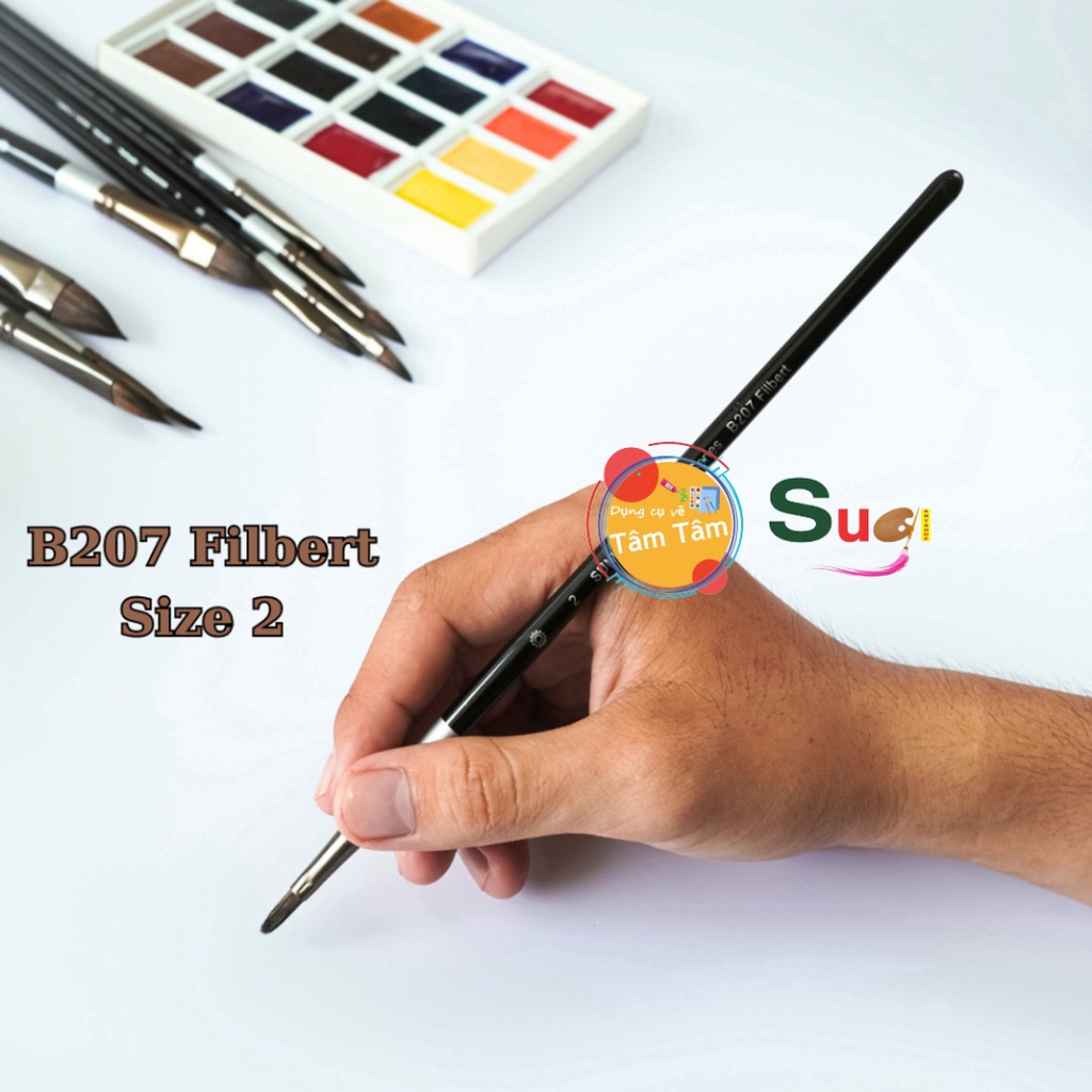 Cọ Vẽ Lông thú ( Lông Sóc )  Sunway Đầu Oval  B207 Filbert  Brush - Tâm Tâm - Sugi Art Shop