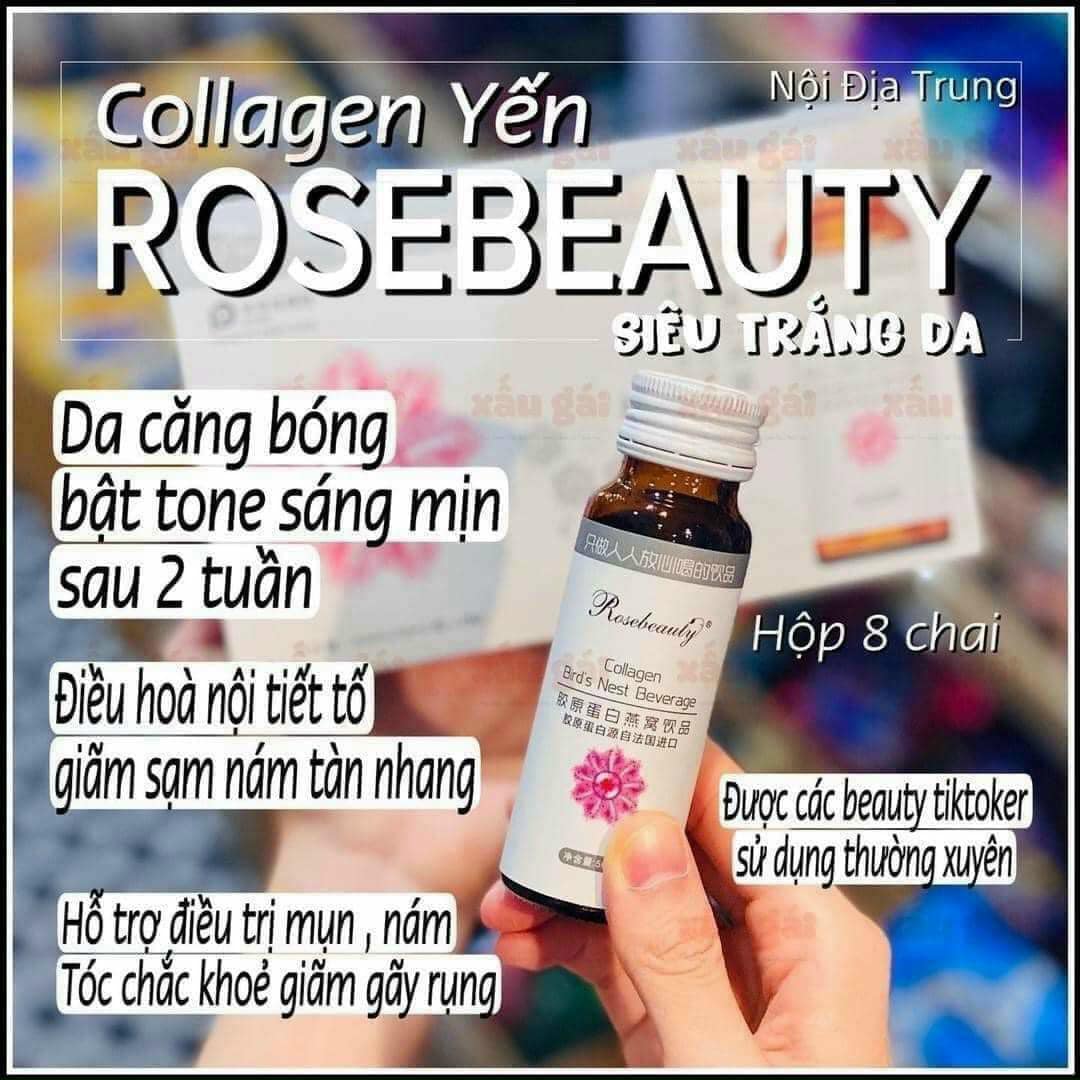 COLLAGEN YẾN TRẮNG DA ROSE BEAUTY ( phiên bảng mới trắng X10)