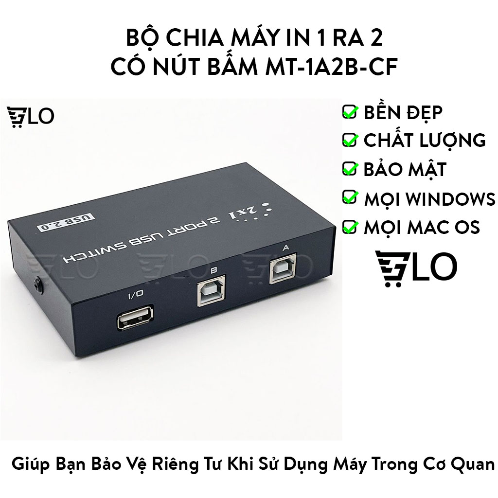Bộ box chia máy in 1 ra 2 có nút bấm 1a2b