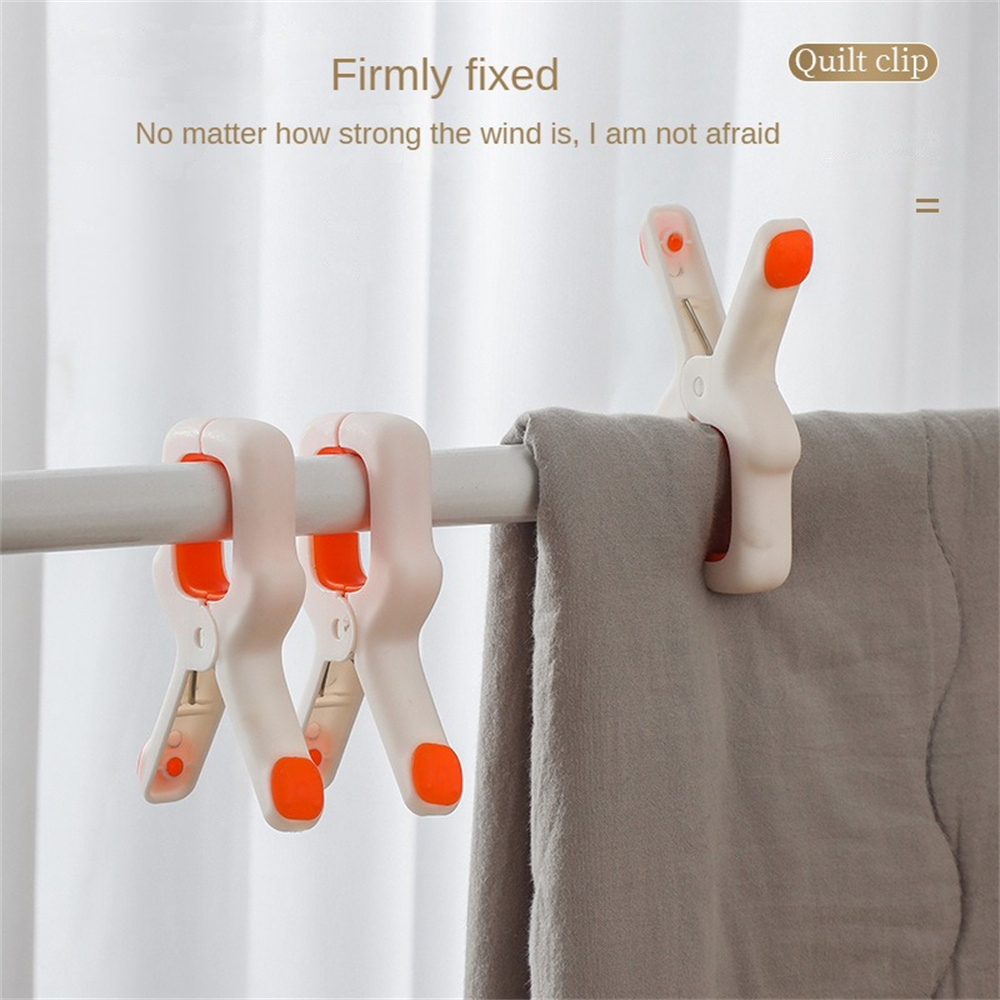 CHIPLY【✅Ready Stock】10pcs Multifunction Clothespin Household Strong Windproof Clip Drying Quilt Clothespin Strong Clamp Fixed Clip Falling Soft Glue Seamless Quilt Clip