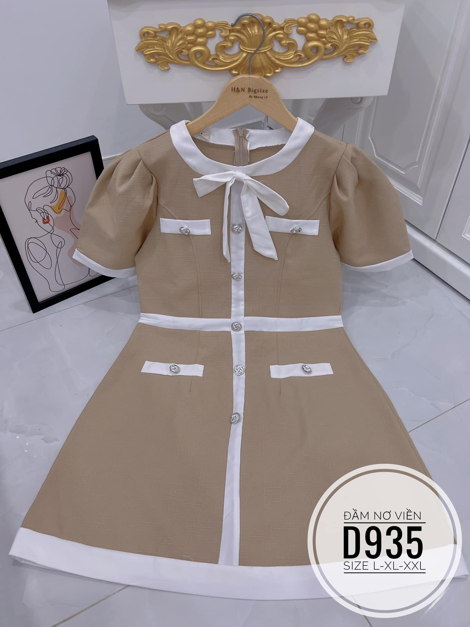 ĐẦM BIGSIZE GẤM NƠ VIỀN MÀU BASIC (L-2XL)