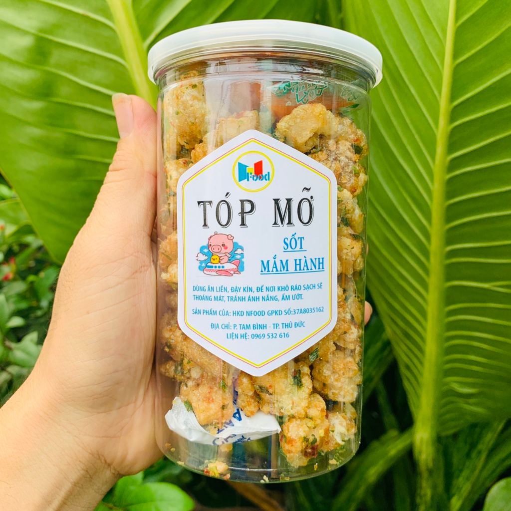 [ Lon 250gram ] Tóp Mỡ Sốt mắm Hành - Tốp Mỡ Liền Da
