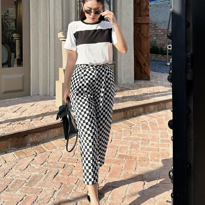 Quần dáng baggy caro chess pants