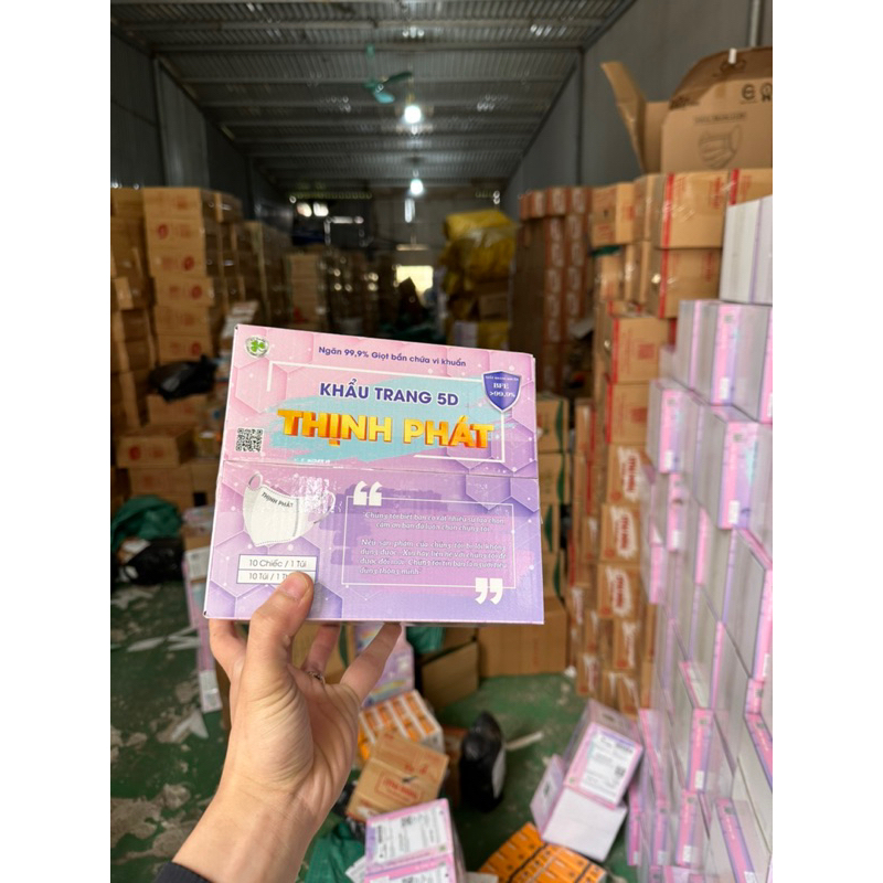 Free Ship - Thùng 100 chiếc khẩu trang 5d Thịnh Phát 3 lớp kháng khuẩn