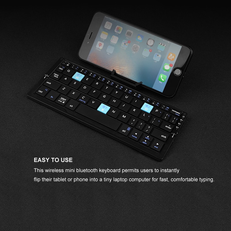 BOW Foldable Keyboard Wireless Bluetooth Folding Keyboard With Stand Rechargeable Mini Keyboard For Phone Tablet - Dropshipping