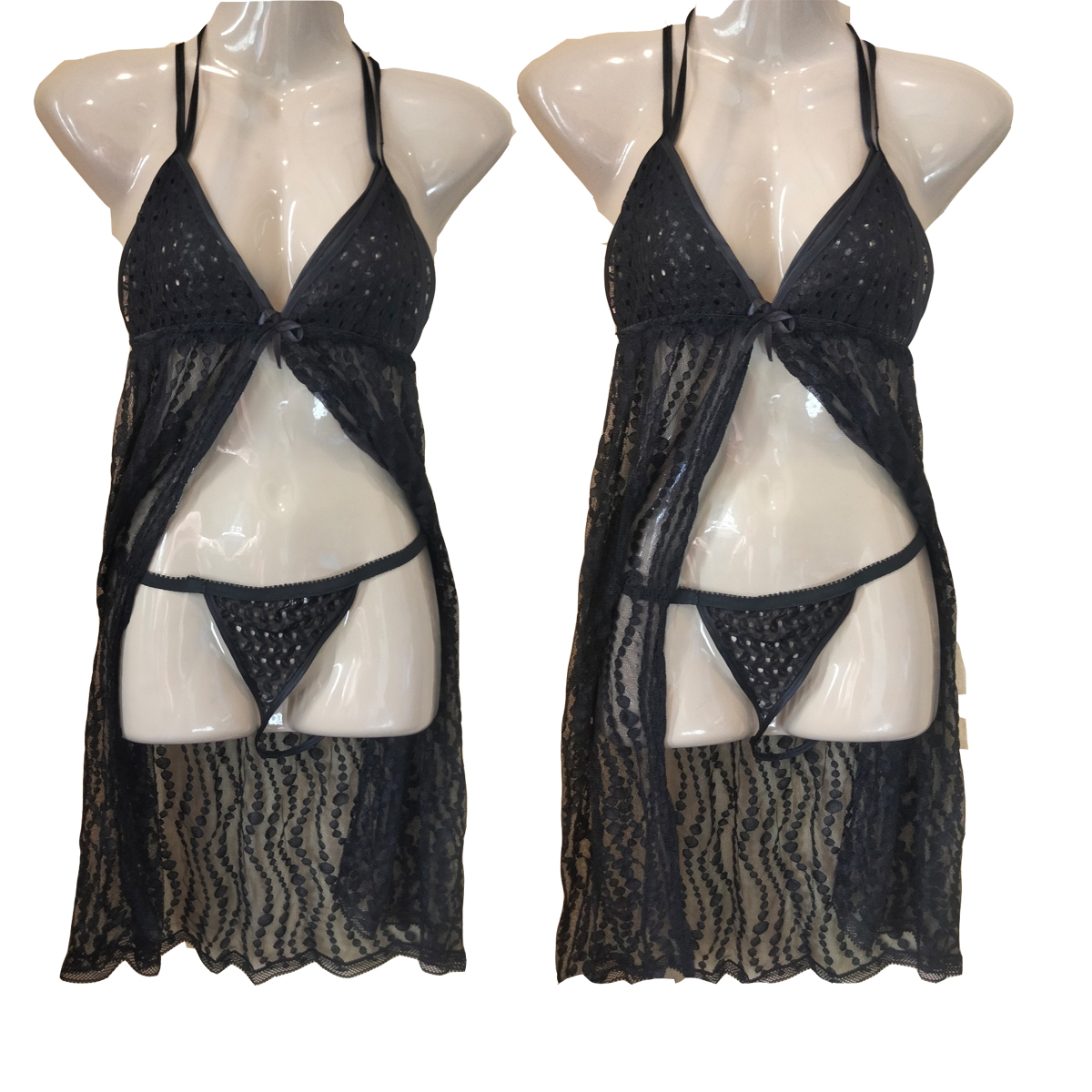 Sexy Baby-doll hot Lace Net Black  with  Panty front open