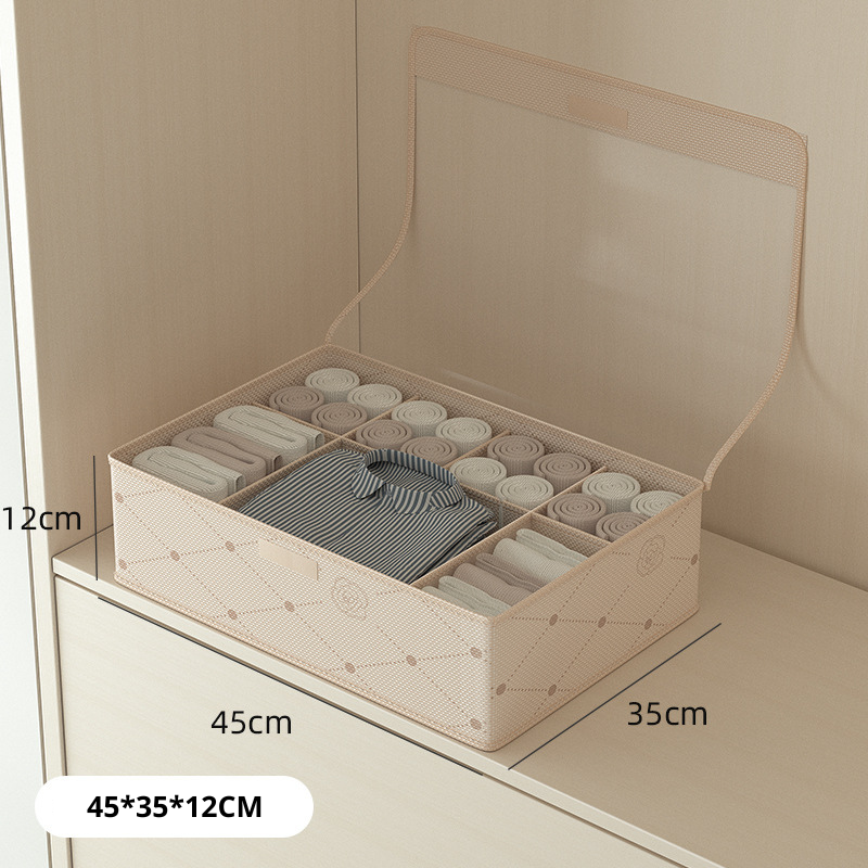 Hộp đựng đồ lót tất vớ 7 ngăn có nắp, vải Oxford 1200D dày, thành hộp, đáy hộp bảng PP cứng cáp, giặt được TD92