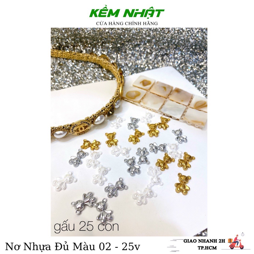 Set Charm Đính Móng Hoạt Hình Gấu Đủ Màu