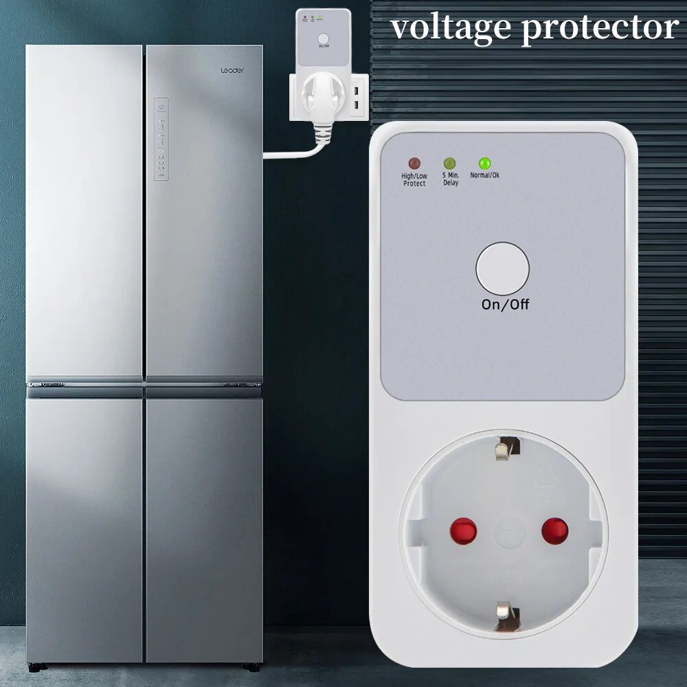 【Hottest Trends】 Automatic Voltage Protector Socket Switcher Vac 220v Power Surge Protector Eu Fr Uk Plug Socket Refrigerator Protect
