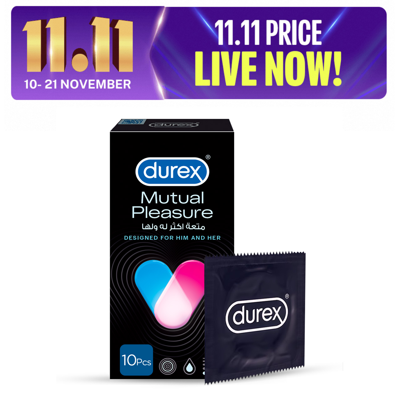 Durex Condoms Mutual Pleasure 10 Pieces. 
