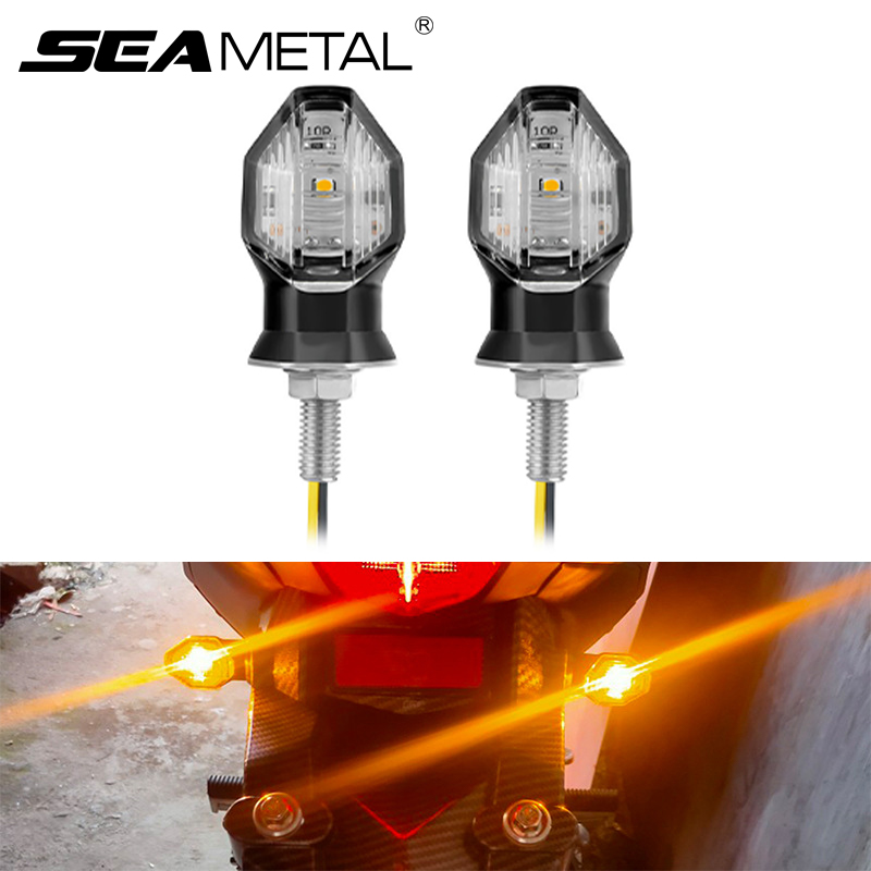 2Pcs Motorcycle Indicator Lights Universal 12V Motorcycle Turn Signal Lamp LED Flashers Amber Lights