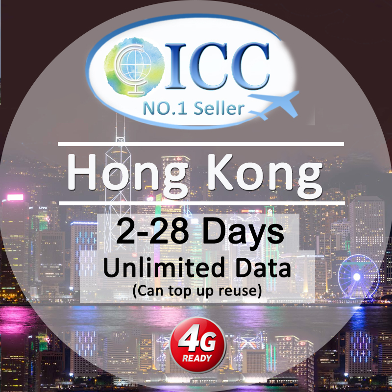 ICC HongKong (HK) 228 Days Unlimited Data SIM Card (Can top up and