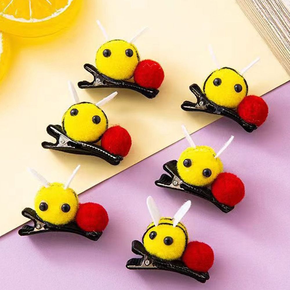 BG9T 10pcs Ong Kẹp tóc hình ong hoạt hình 3D Vải nhung lông Dễ thương Móc tóc Quà Tặng Hoạt hình Kẹp tóc Trẻ em