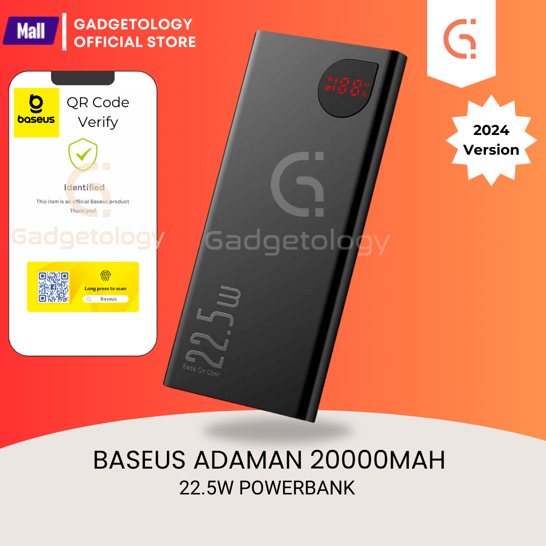 Original Baseus Power Bank Adaman 22.5W 20000Mah PPAD000101 Metal Digital Display Quick Charge Power Bank
