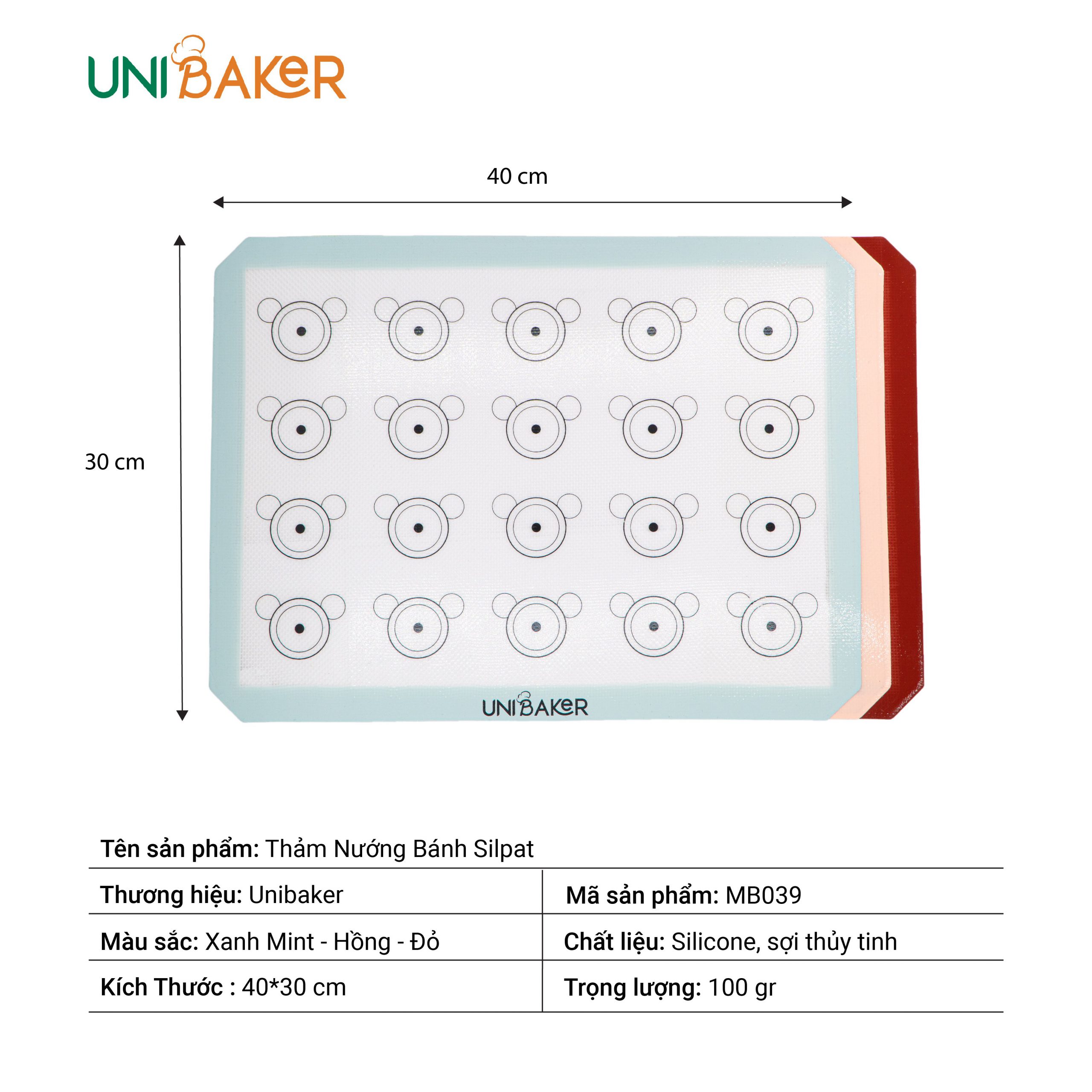 Tấm silpat Unibaker 40x60cm