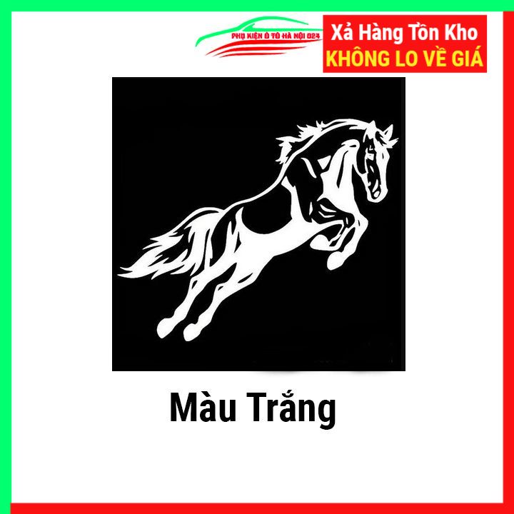 Miếng dán trang trí ô tô sticker hình ngựa phi dũng mãnh màu đen/trắng
