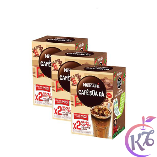 [FreeShipMAX] Combo 3 hộp Nescafe sữa đá hộp 10 gói x 24g (240g) công thức cải tiến mới X2 sánh quyện - cà phê sữa Việt Nestle chính hãng