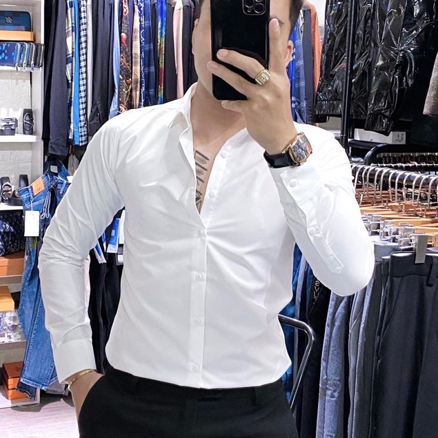 Sơ Mi Lụa Cotton Trắng Trơn