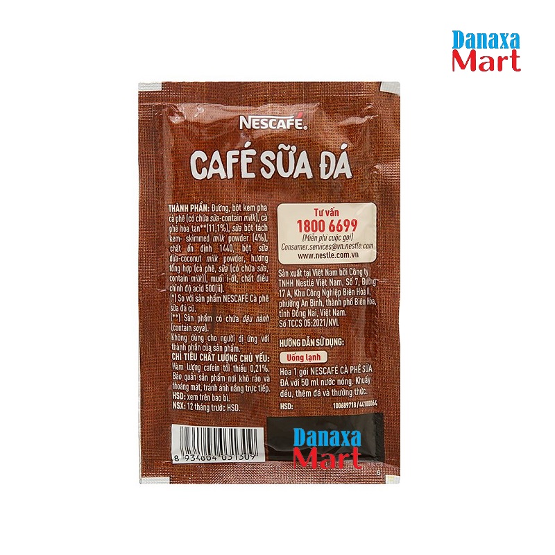 Combo 2 Bịch Cà phê hòa tan Nescafé 3in1 Cà Phê Sữa Đá 600g (Bịch 25 Gói x 24g)