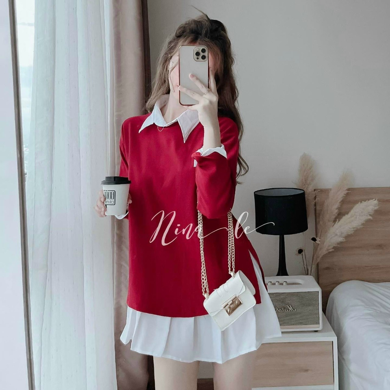 [HCM]ĐẦM SƠ MI LỤA KÈM ÁO KHOÁC THUN GÂN NGOÀI THỜI TRANG
